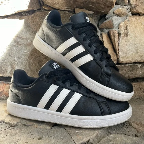 ADIDAS Cloudfoam Leather Black Advantage Sneakers - Picture 2 of 7
